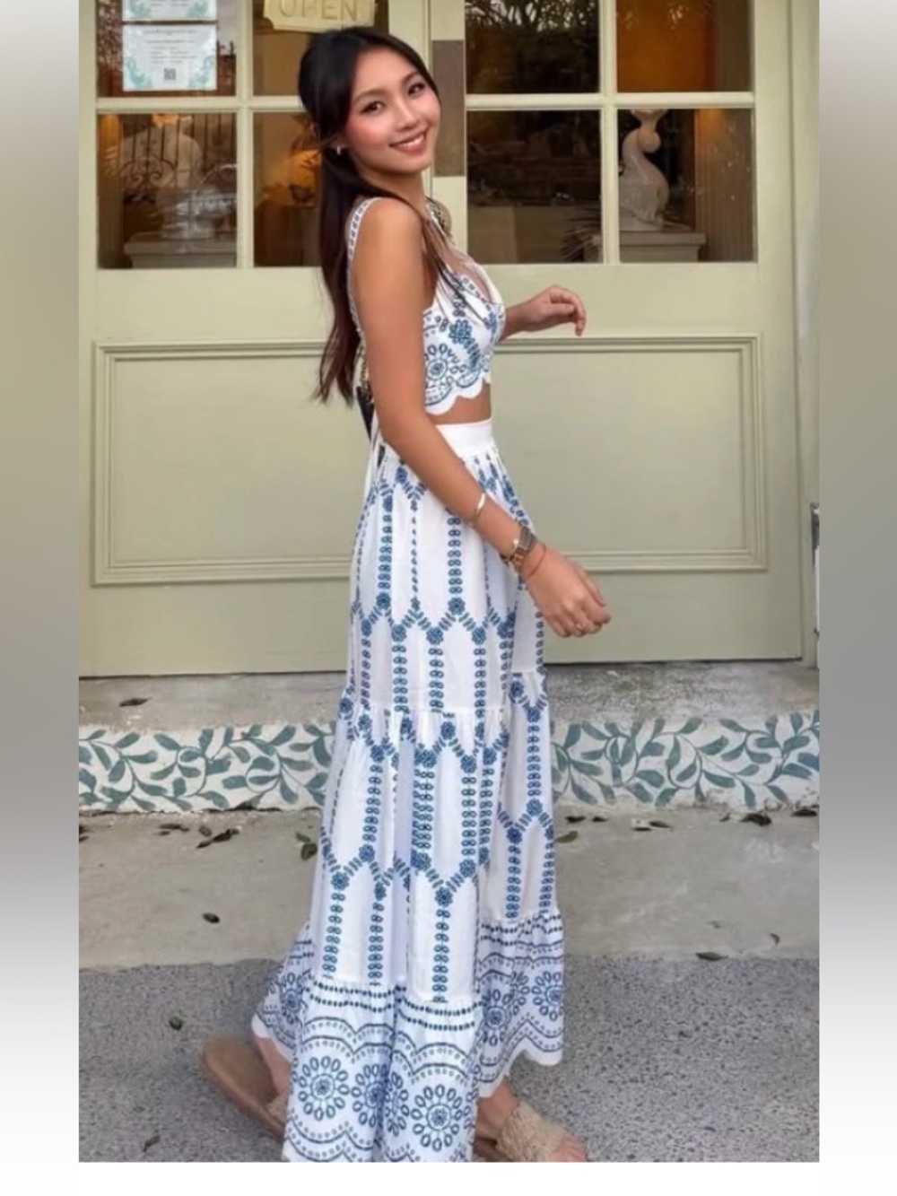 Printed Sleeveless Tie Back Skirt Set
